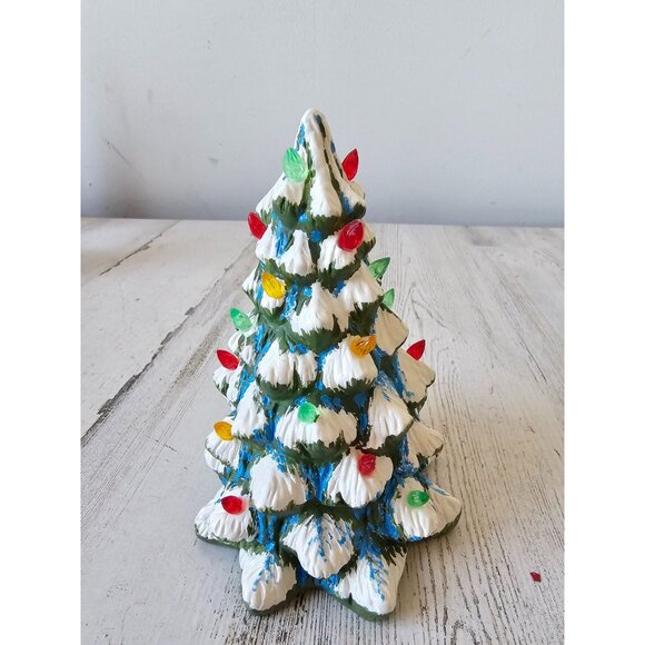 Vintage plaster tree light unique village Xmas decor - Picture 7 of 8